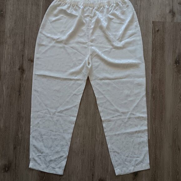 VTG Mervyns Pajama Set Floral Ivory Lace Satin Women XL Cottage Fairy Sleepwear - Picture 11 of 16